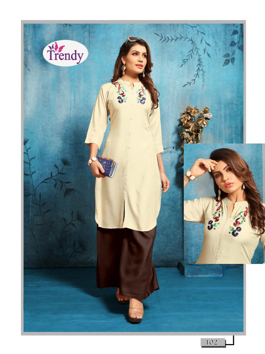 Queen Vol-1 Trendy Design Rayon Palazzo Slit Kurti Queen Vol-1 Trendy Design Rayon Palazzo Slit Kurti